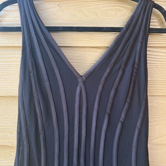 Tadashi Shoji Structured Illusion Flare Dress in Black Size Medium - Picture 2 of 7